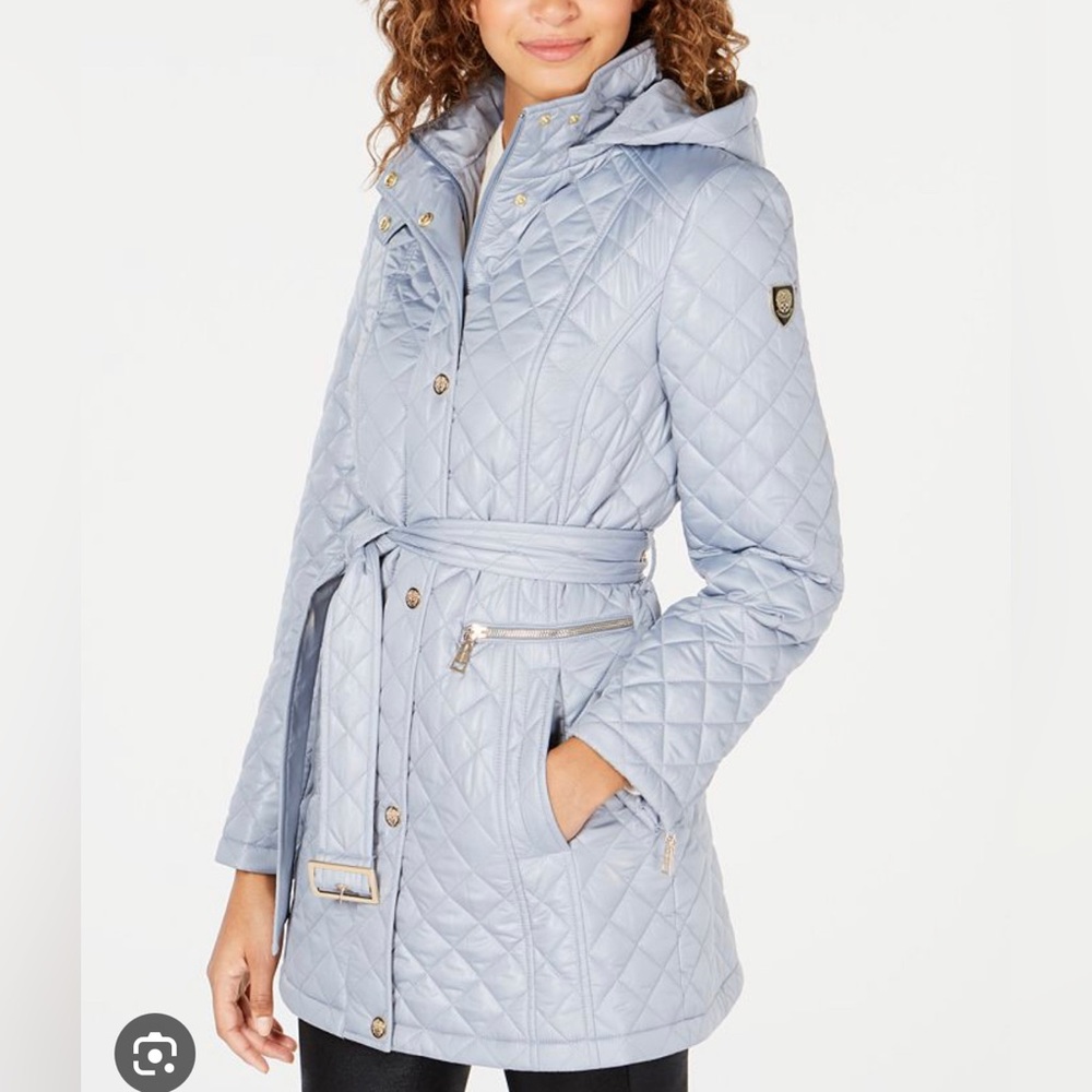 Vince Camuto Belt Trench- Light Blue